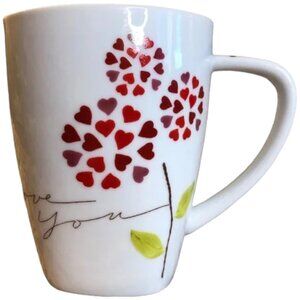 STARBUCKS 2007 I Love You Mug Cup with Hearts Flowers Valentine's Day Gift!